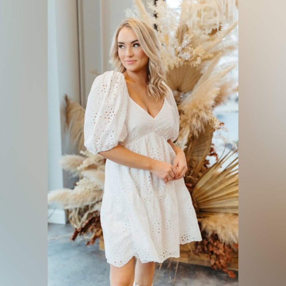 Millibon White Fairytale Ending Eyelet Cottage Core Dress 🤍🌿✨